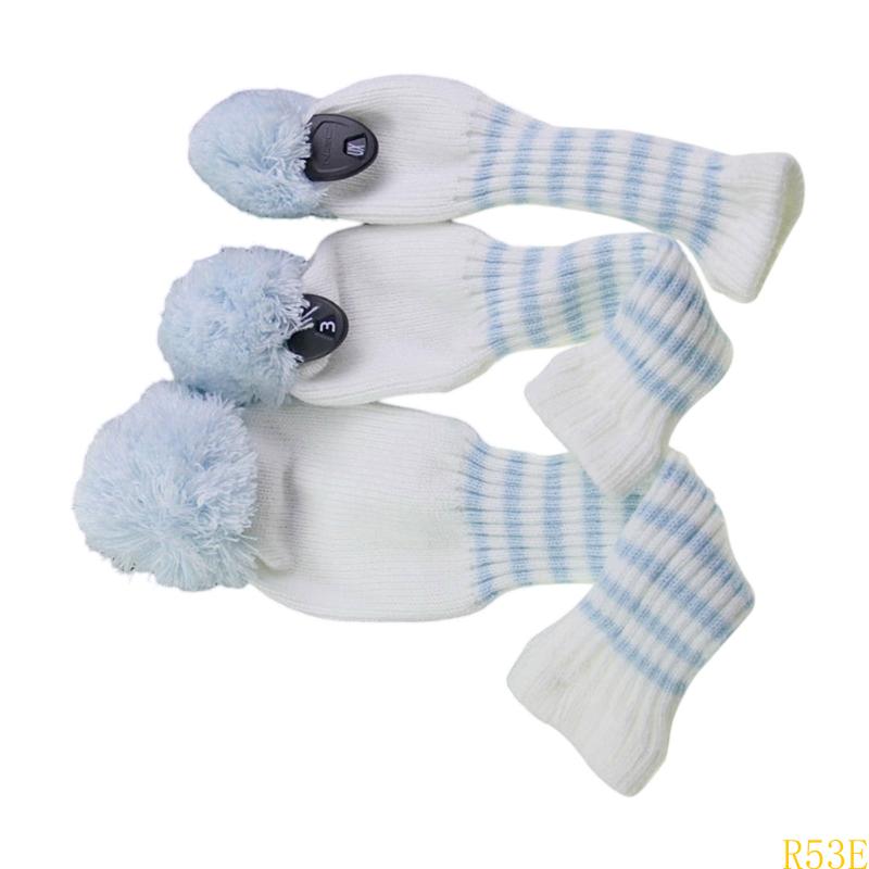 3pcs Golf Club Head Cover Knitted Styles Headcover Leisure Styles Golf Cover for Driver Protection and Longevity