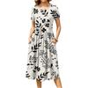 Women's Fashion Casual Loose Floral Print Round Neck Pocket Short Sleeve Dress