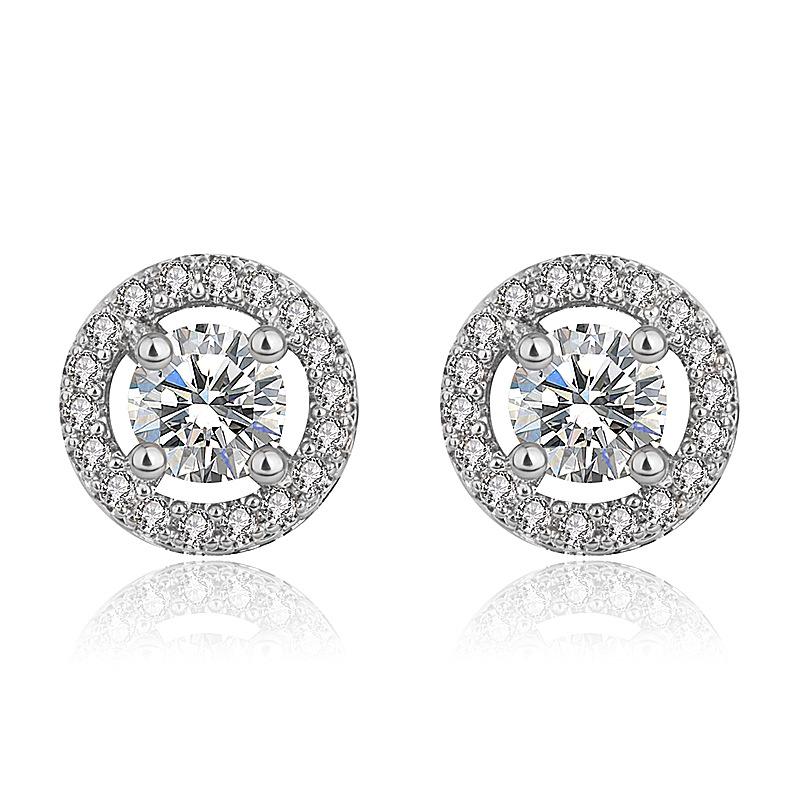 Korean Full Pave Zircon Hypoallergenic Round Stud Earrings