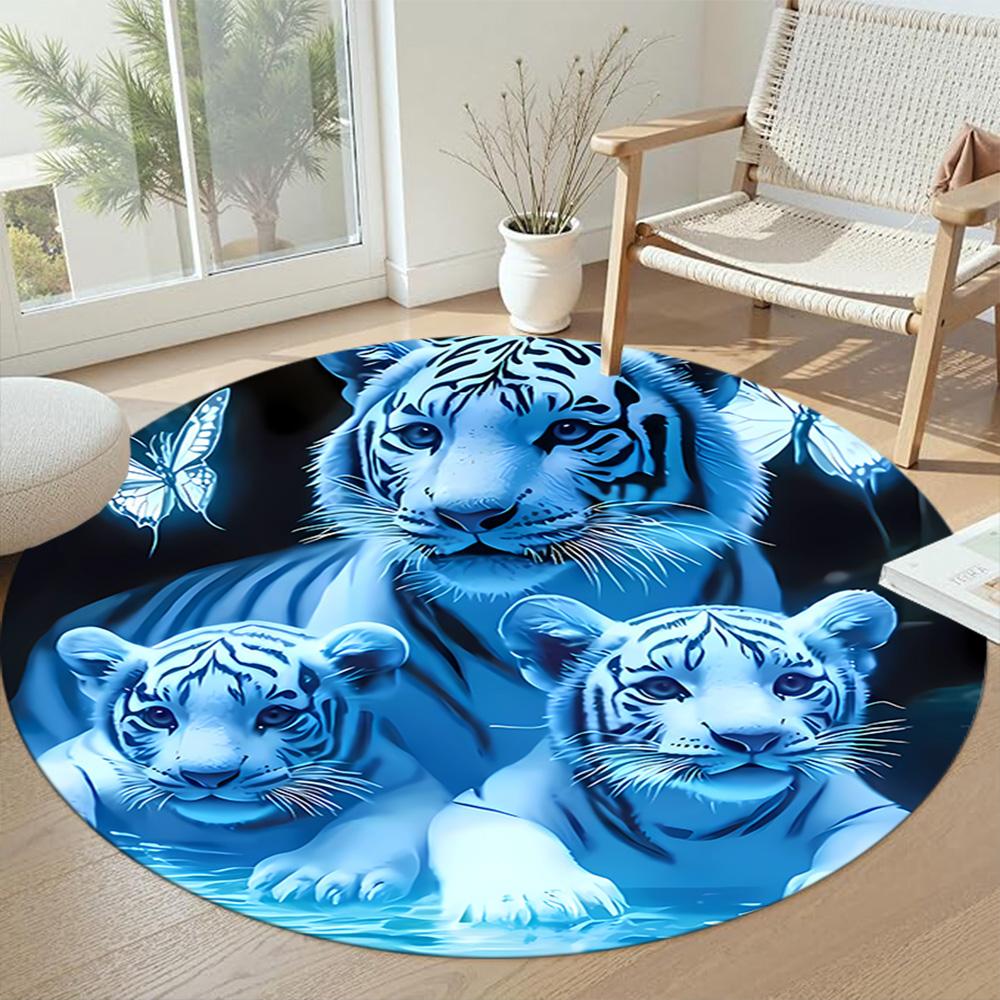 Tiger Round Carpet Design for Decorate room Outdoor Study room Balcony Antislip Round Carpet Decorate Offices Perfect Gift for Women Men