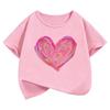Children's T-shirt for Boys and Girls, Summer and Spring Casual, Artistic Love Heart Colorful Design, Funny T-shirt Print