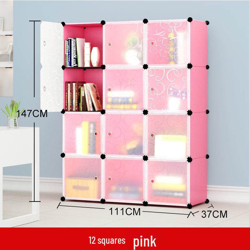 Modular Plastic Bookcase with Doors - Modern Simple Design