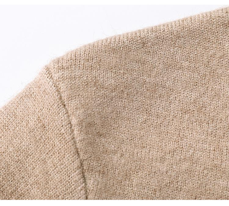 Men's Round Neck Long Sleeve Knitted Sweater - Casual Trend Solid Color