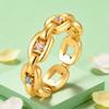 Multi-Colour Zircon Strap Chain Ring for Women,Gold Color Fashion Stainless Steel Finger Rings,Fine Wedding Jewelry Gift