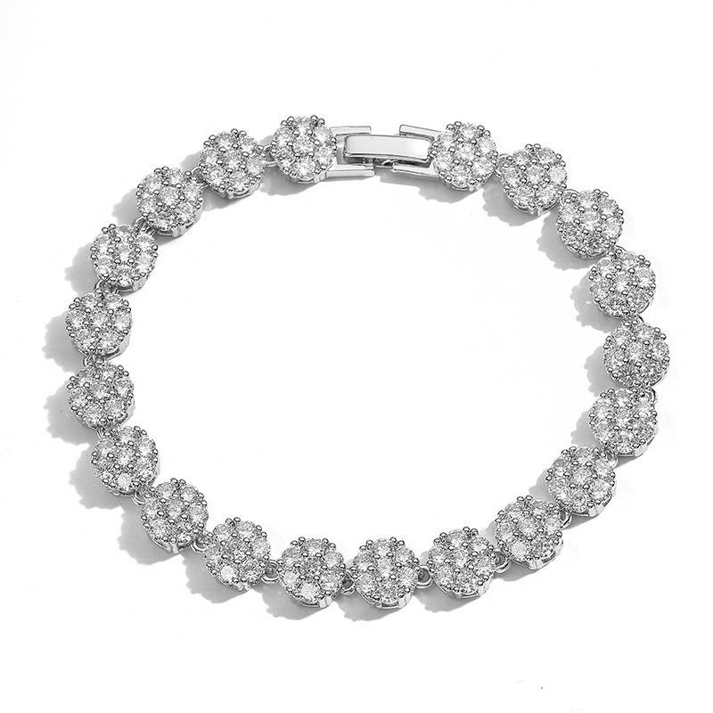 ZAKOL Luksuriøst Skinnende CZ Fargerikt Syvblads Blomst Tennisarmbånd for Kvinner 18k Gullfarge Belagt Mote Zirkon Gaver