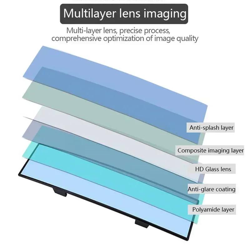 285MM Wide Convex Interior Clip On Rear View Clear Mirror Universal Anti Glare Anti-fog Panoramic Rear View Mirror Curved Mirror