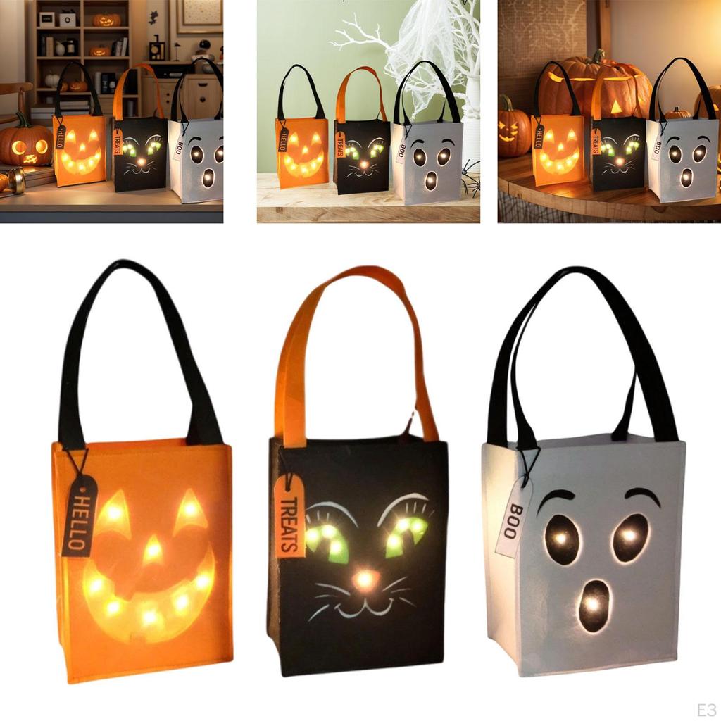 Halloween Candy Bag Gift Tote Trick or Treat Light up for Party Cosplay