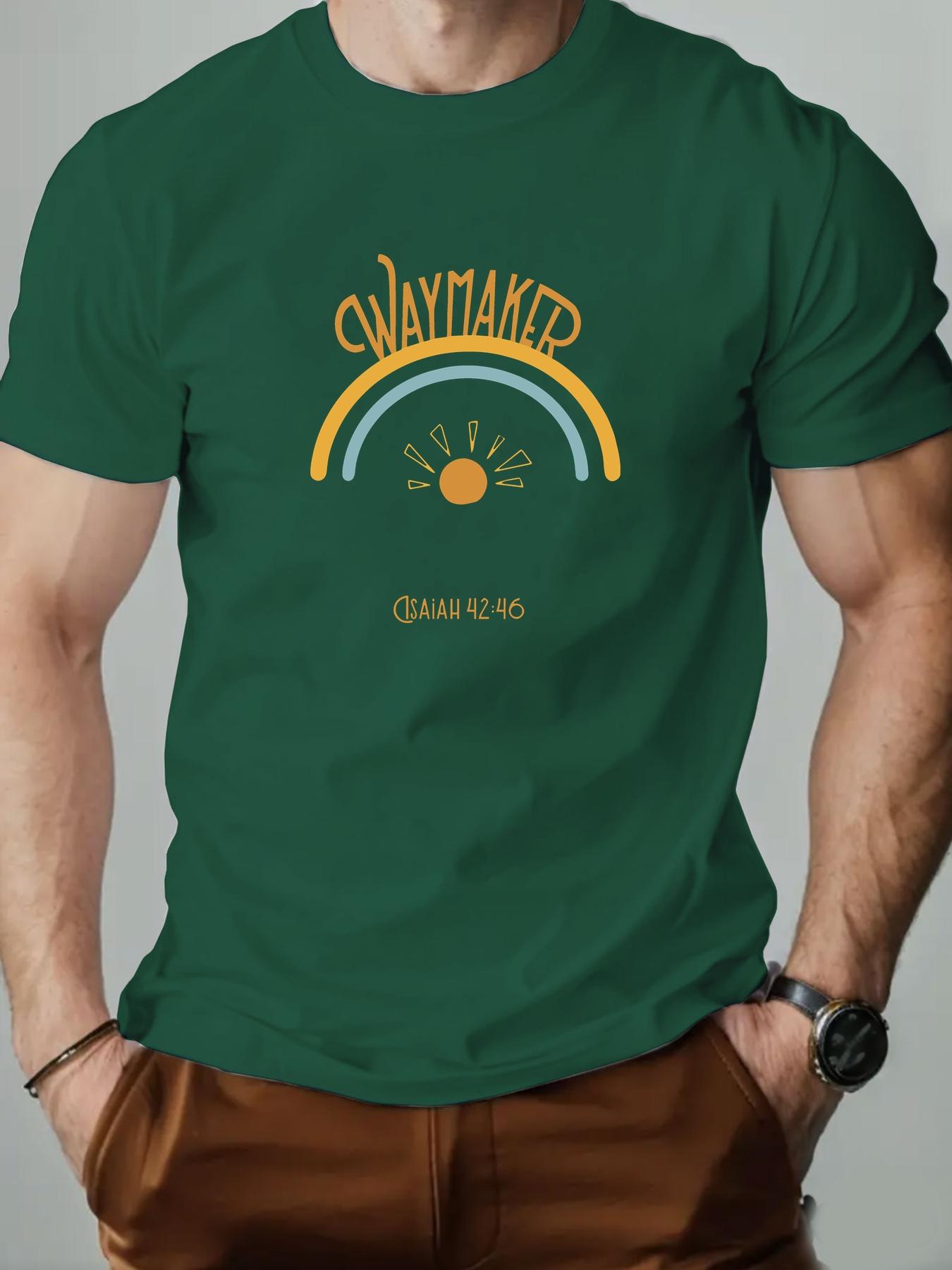 2025 New Hot Sale Mens Summer Short Sleeve TShirt with Waymaker Rainbow Sun Print  Isaiah 4246 Casual Soft Breathable Tee 3XL
