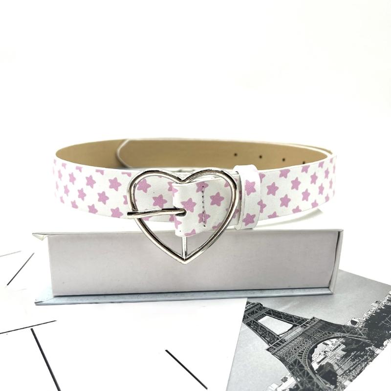 Stylish Star Embellished Heart Clasp PU Belt Decoratvie Waistband for Casual and Formal Outfits 4 Color Option