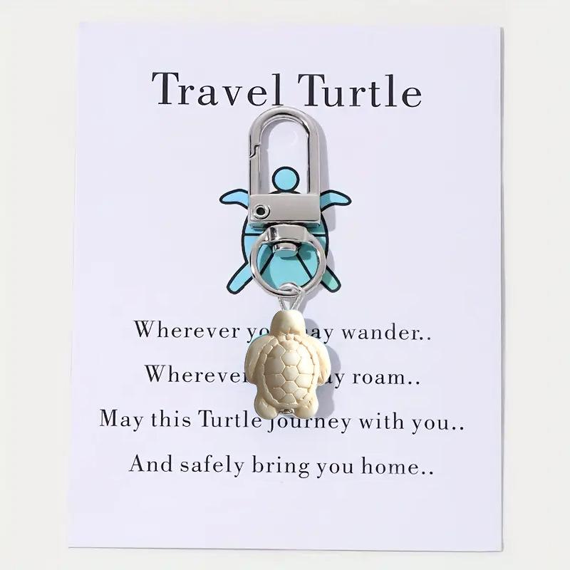 Creative Diy Travel Turtle Keychain Birthstone Turquoise Jewelry Pendant Couple Family Keychain Pendant