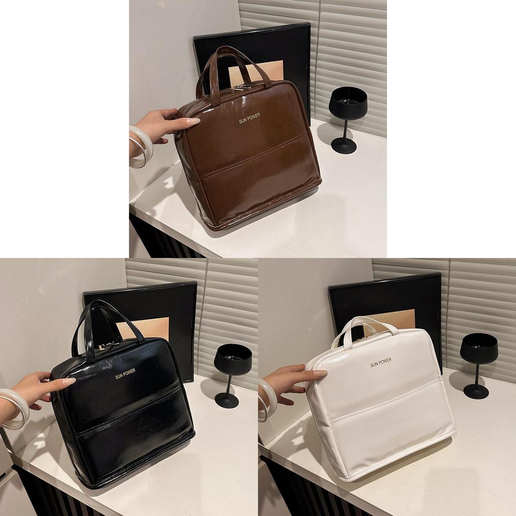 Minimalist Pu Handbag With Double Shoulder Straps For Commuting And Casual Wear