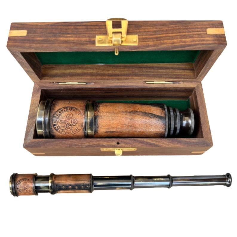 Brass Working Telescope, Engraved Spyglass, Maritime Steampunk Present, Gift For Him