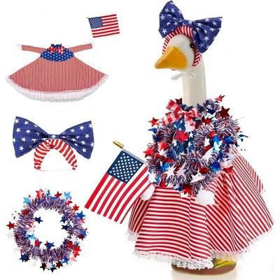 Porch Goose Outfits for 23 Inch Lawn Statue, 4th of July Costume for Cement Statue,Sculpture Clothes for Garden Patio USA 250th Anniversary Decoration