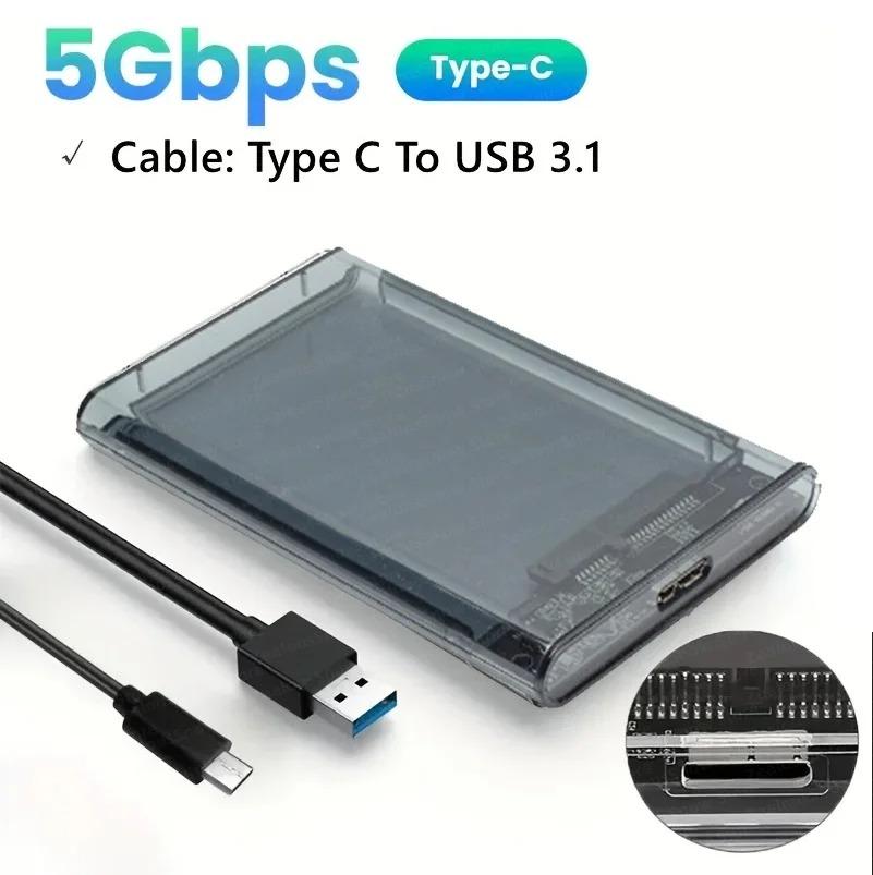 Διαφανής θήκη σκληρού δίσκου 2,5 ιντσών Caddy Box Προσαρμογέας SSD SATA σε USB 3.0 Εξωτερικός σκληρός δίσκος Θήκη δίσκου Κάλυμμα HDD υψηλής ταχύτητας για φορητό υπολογιστή