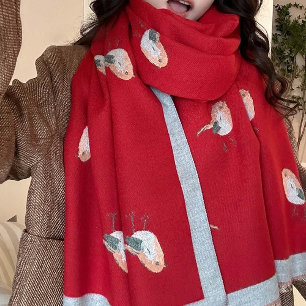 Elegant Printing Magpie Bird Shawl Imitation Pashmina Thick Warm Wraps  Travel