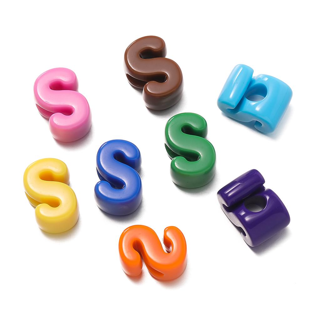 5Pcs A-Z Acrylic Big Hole Letter Beads Mix Colour Loose Spacer Beads for Making Key Chain Bracelet DIY Craft Jewelry Accessories