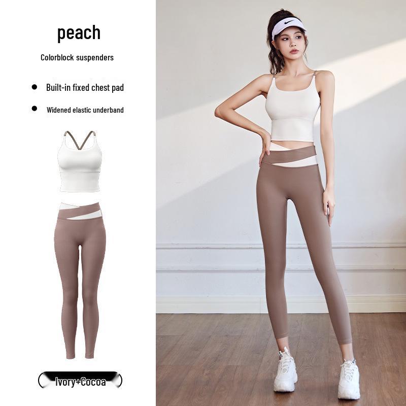 

Топ на бретелях спагетти с подкладкой Juyi Hall и бесшовный спортивный комплект телесного цвета с эффектом лифтинга бедер для женщин L