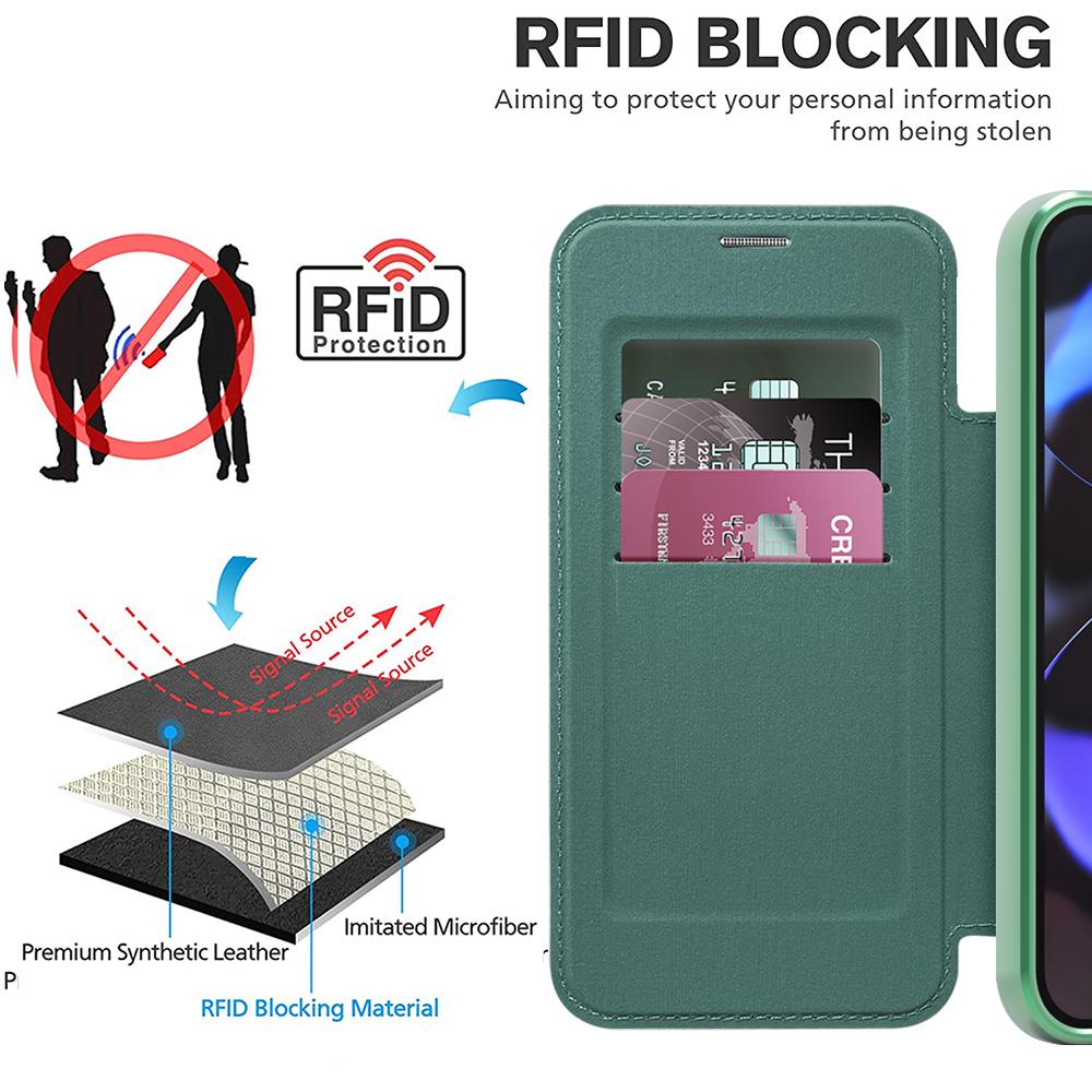 Google Pixel 8 9 10 serisi için. Gold Shield Manyetik İş Deri Kılıf-MagSafe Uyumlu, RFID Engelleme Kart Yuvaları ve Lens Koruması ile