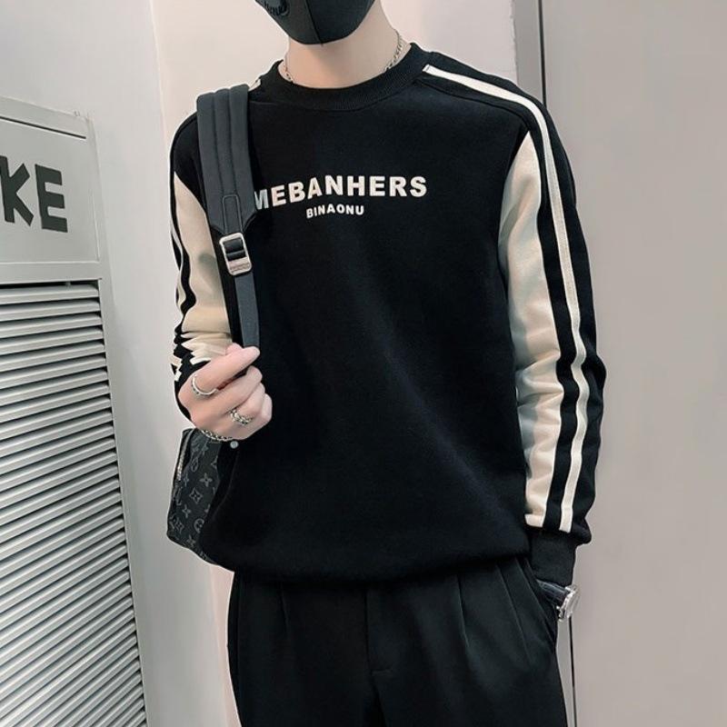 

Мужская осенне-зимняя модная свободная толстовка-пуловер - повседневная, элегантная, с круглым вырезом, длинными рукавами 2XL чёрный