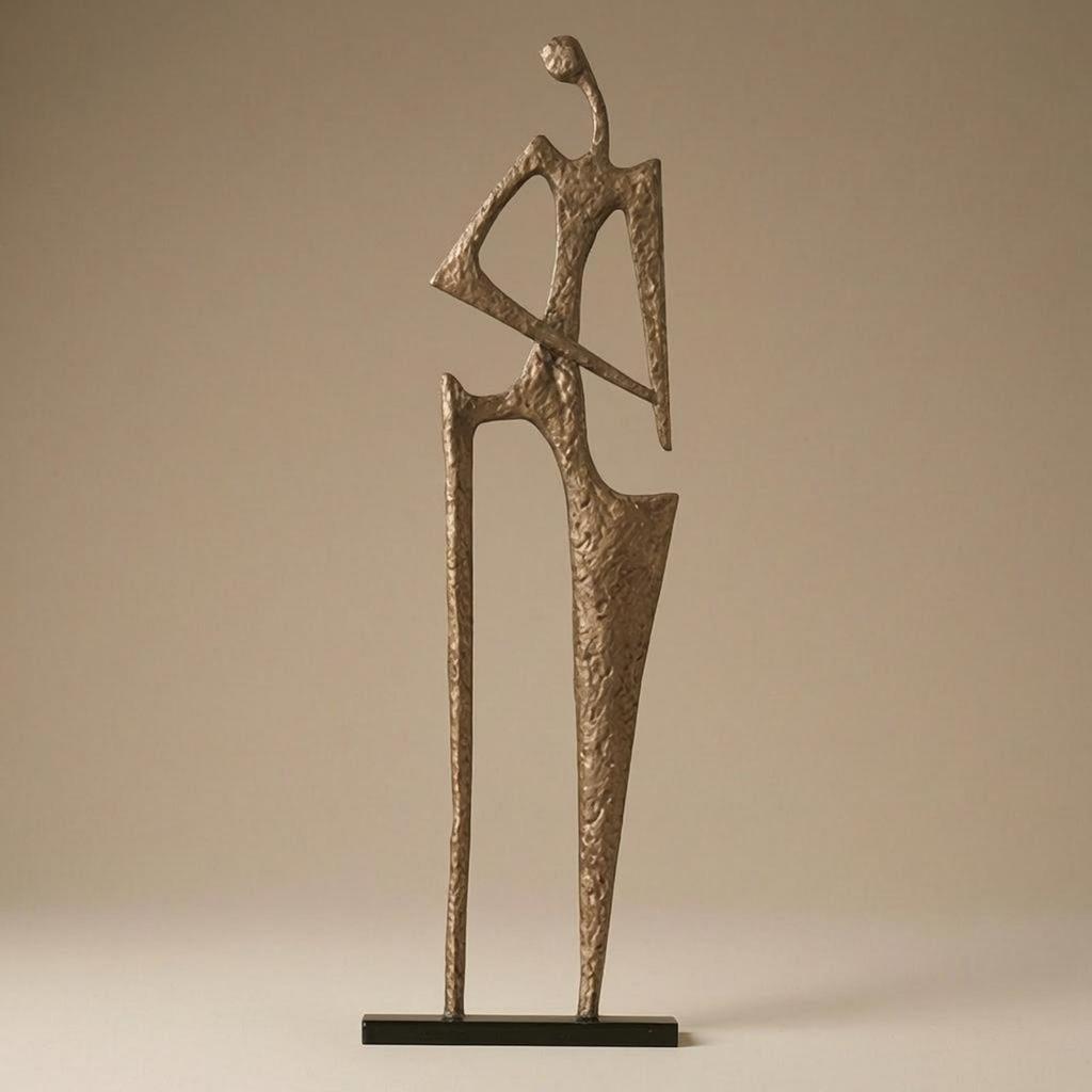Abstract Human Sculpture Elongated Standing Figure Ornament Marble Base