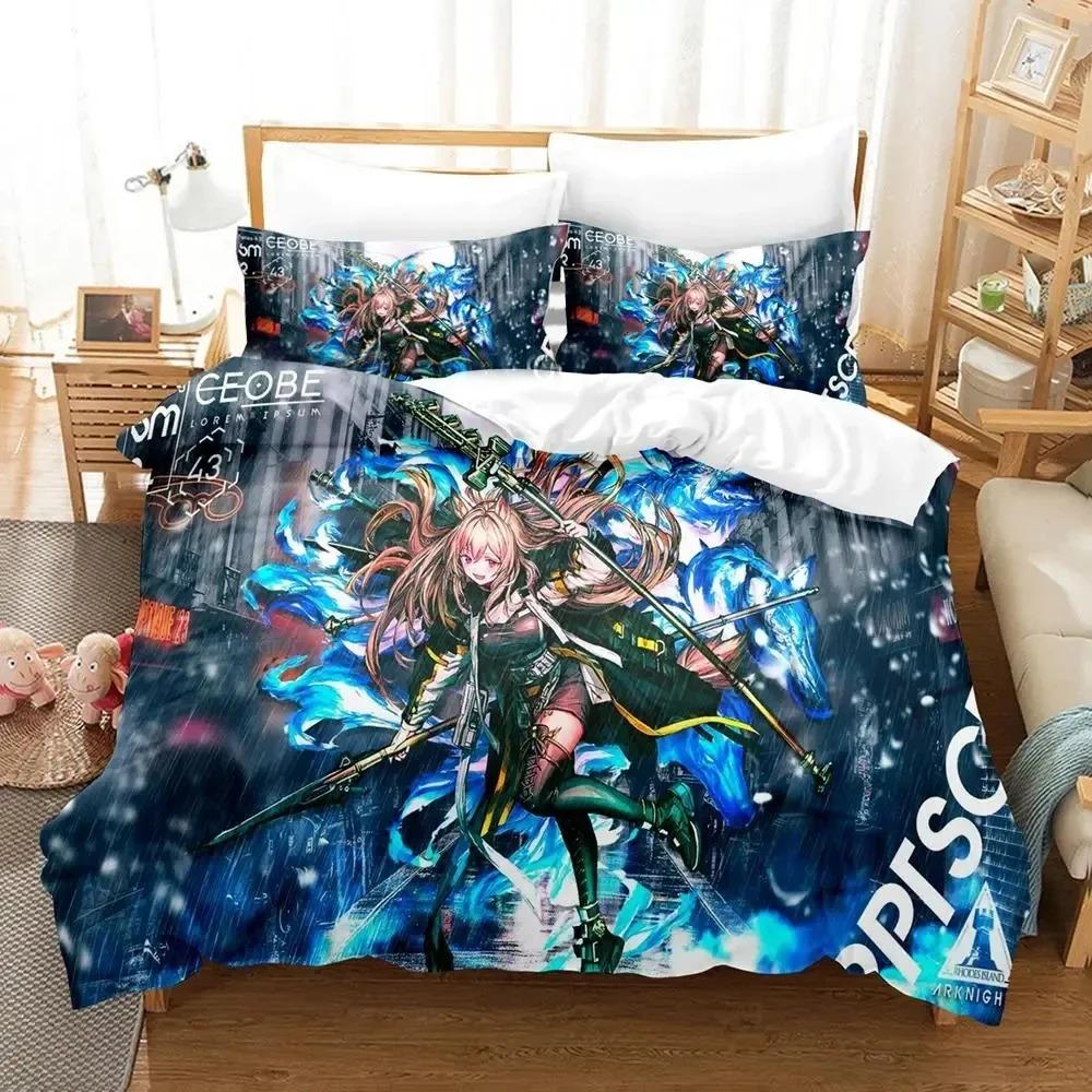3D Print Anime Game Arknights Bedding Set Duvet Cover Bed Set Quilt Cover Pillowcase Comforter king Queen Size Boys Adult