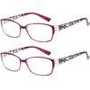 2PCS Anti-Blue Light Reading Glasses - Oval Full-Frame PC Material Anti-Scratch & Fashionable Printed Design Power +1.0 To +4.0