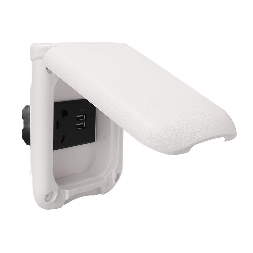 RV Power Outlet Box Multifunctional ABS Magnetic Cover IP44 Waterproof Outdoor Electrical Receptacle Panel