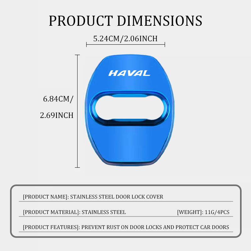 4Pcs Car Stainless Steel Door Lock Cover Protection Accessories For Haval H6 F7 H9 H2 Jolion F7X F7H H5 H7 H2S H8 H3 H4 H1 F5 M4
