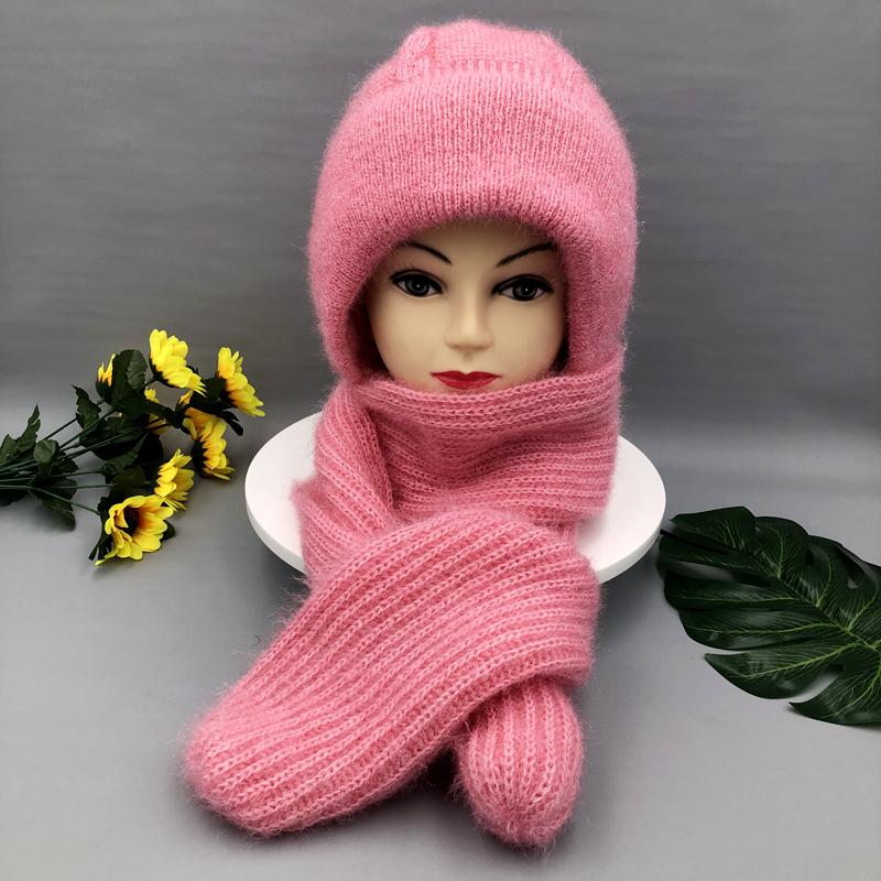 Frauen Winter Gestrickte Kapuze Hut Schal Kappe Dicke Warme Outdoor Stilvolle Schal Hüte Weibliche Herbst Headwear Mädchen Mode Elastische Mützen