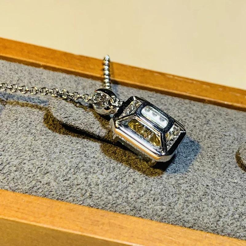 Huitan Noble Yellow Cubic Zirconia Necklace for Women Wedding Engagement Temperament Elegant Lady Necklace Fancy Gift Jewelry