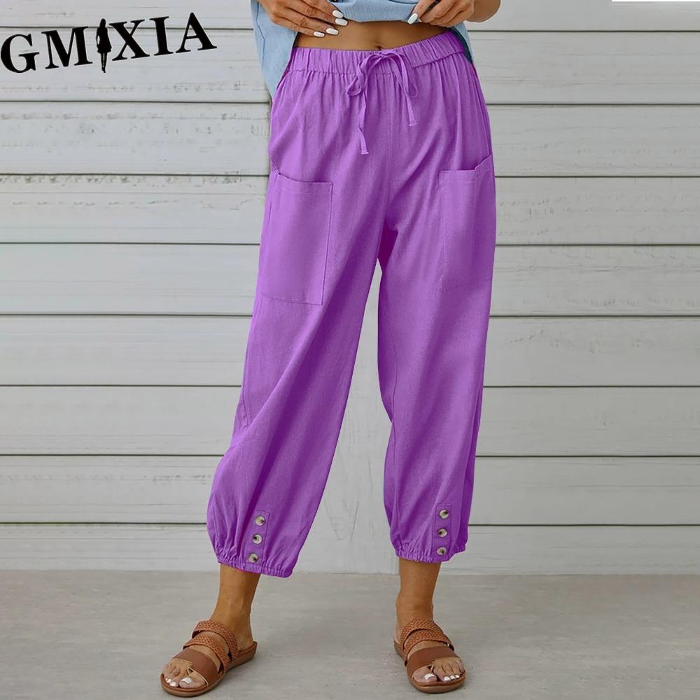 

GMXIA 12 Color Women s Fashion Casual Solid Color Print Pants & Capris Trousers XXXL