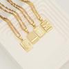Trendy Punk Hip Hop Unisex Brass Pendant Square Chain Necklace