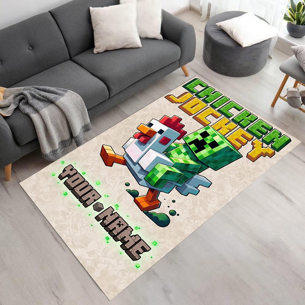 Minecraft Personalized Name Area Rug Suitable for Entryway Bedrooms Game Room Living Rooms Anti-slip Rug Decorate Offices Best for Christmas