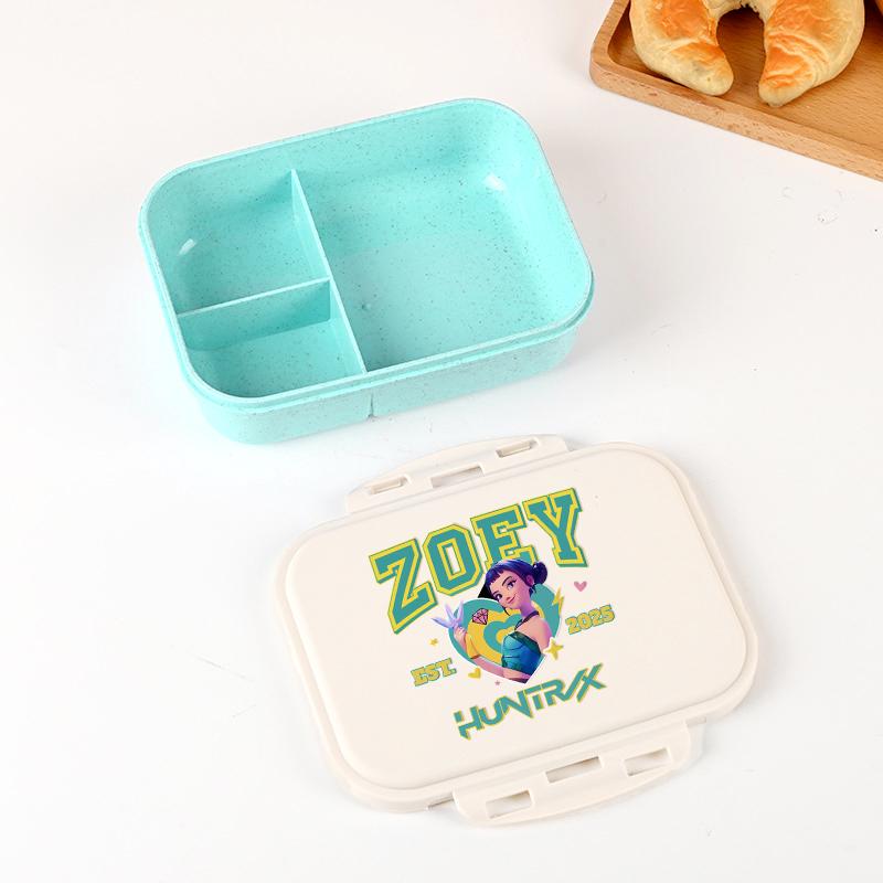 Kpop Lovci Démonů Krabička na oběd pro kluka holku Roztomilá Mira Zoey Jinu Přenosná plastová Bento krabička s nádobím na jídlo ovoce