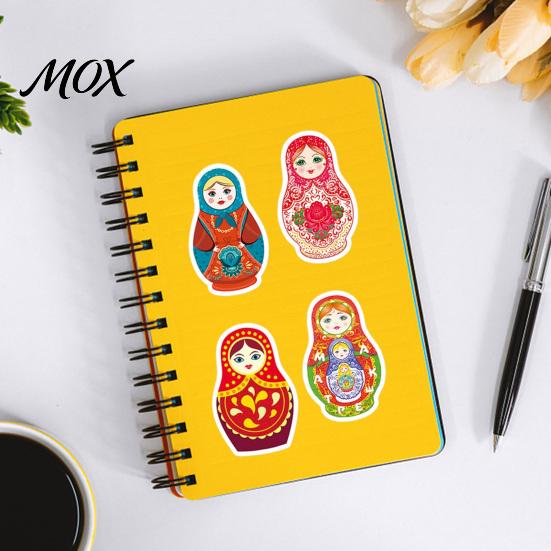 Matryoshka Stickers Set 50Pcs Russian Doll Stickers, Cartoon Nesting Theme Decal, Decals Decorative Sticker for Water Bottles Phone Scrapbook