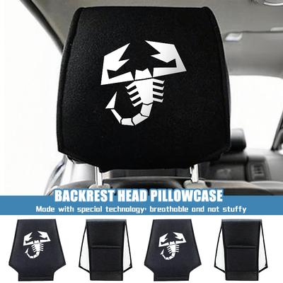 For Abarth Car Logo Headrest Cushion Cover Badge Head Neck Pillow Case 500 FR FIAT Linea Panda DobloAlbea Astra Bravo