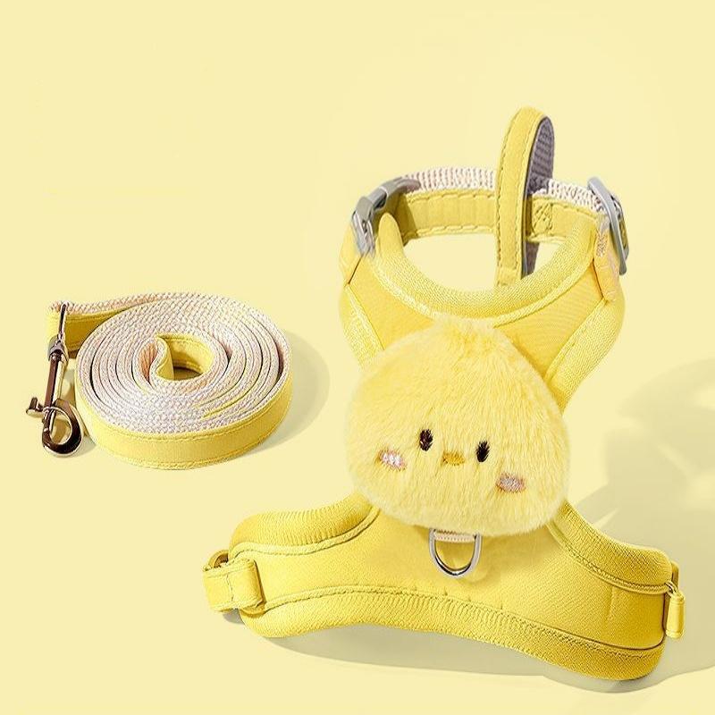 

Summer Cute Animal Harness Leash Set Breathable Anti-Lost Dog Chest Straps Cartoon Adjustable Pet Walking Harnesses Lead Pet S жёлтый