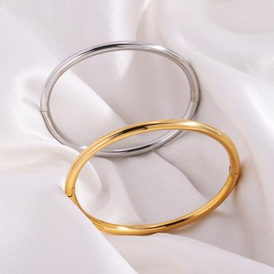 Waterproof Stainless Steel Cuff Bracelet Bangles for Women Smooth Metal Openable Bracelets Jewelry Gift