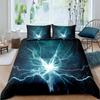 Lightning Duvet Cover Set Sea Wave Natural Disasters Sea Landscape Bedding Set Dark Clouds King Size Polyester Comforter Cover