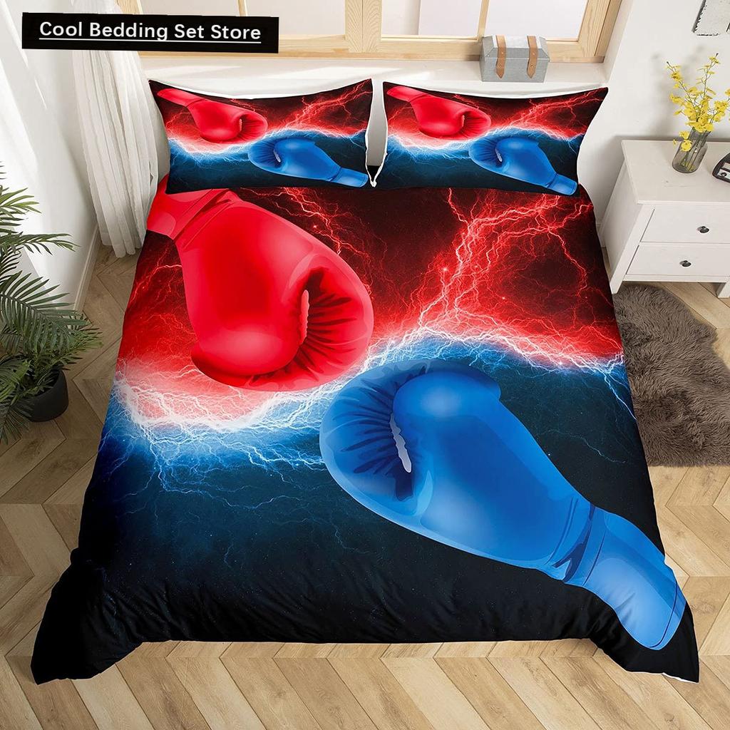 Boxing King Queen Duvet Cover Gamer Competitive Sports Bedding Set Galaxy Bright Colorful Quilt Cover Polyester Comforter Cover