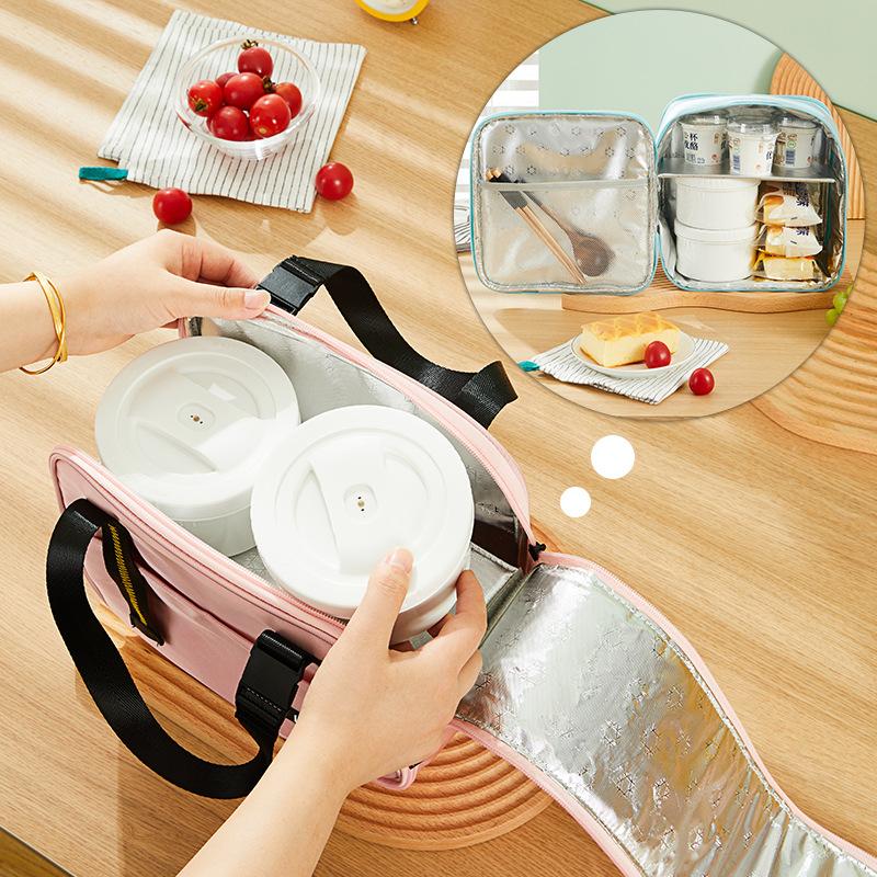 Thermal Lunch Box Bag Large Capacity Picnic Pouch Zipper Food Carrier Tote Bento Storage Bag Container for Women Cooler Handbags