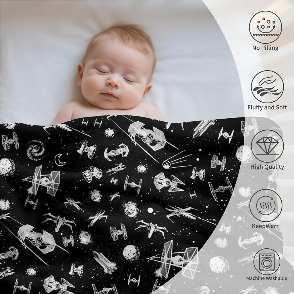 Black Spaceships Fleece Throw Blanket 40 x 50 inches for Couch Sofa Bed,Super Soft Cozy Plush Microfiber Flannel Blanket Lightweight for Women, Men