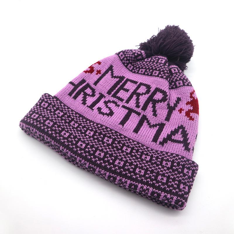 NORTHWOOD Winter Knitted Jacquard Santa Woolen Beanies Hat Ear Protection Warm Fur Ball Christmas Beanie Hat