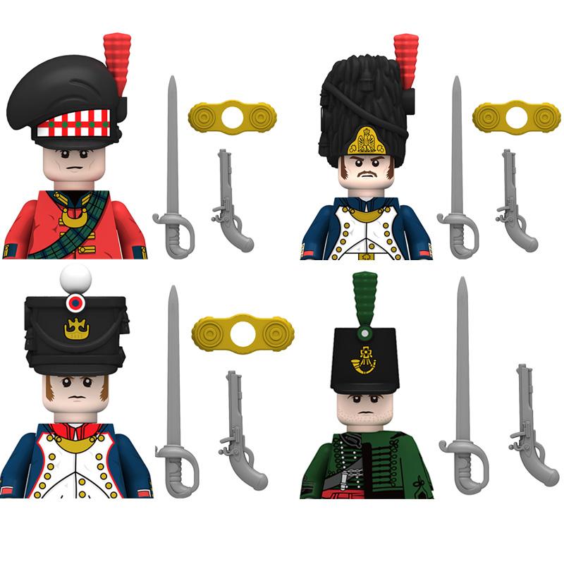 Napoleonic War Military Building Blocks Mini Bricks Figures Gifts Weapons Funs Equipments Russian France UK Italy Solider Toys