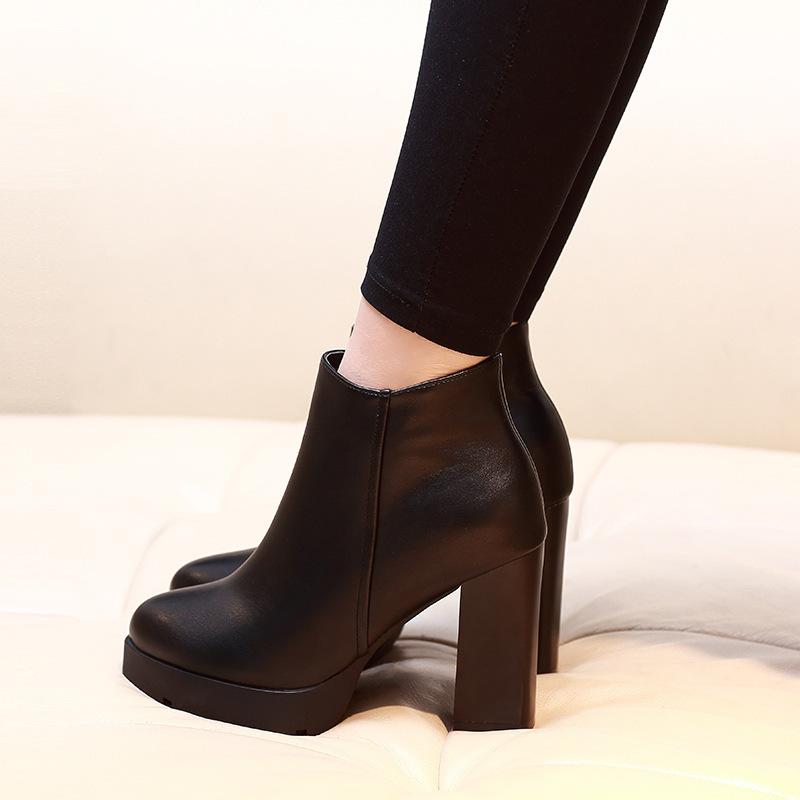 Ankle Boots for Women Coarse Heel High Heel Short Boots Women s Waterproof Table Women s Shoes Waterproof Platform High Heels 34