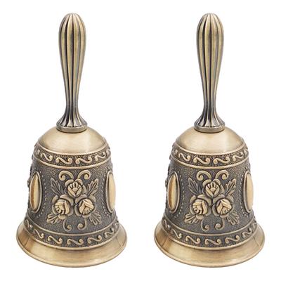 HAMILO Antique-Style Hand Bells, Rose Pattern, Restaurant, Entryway, Table Bell, Set of 2