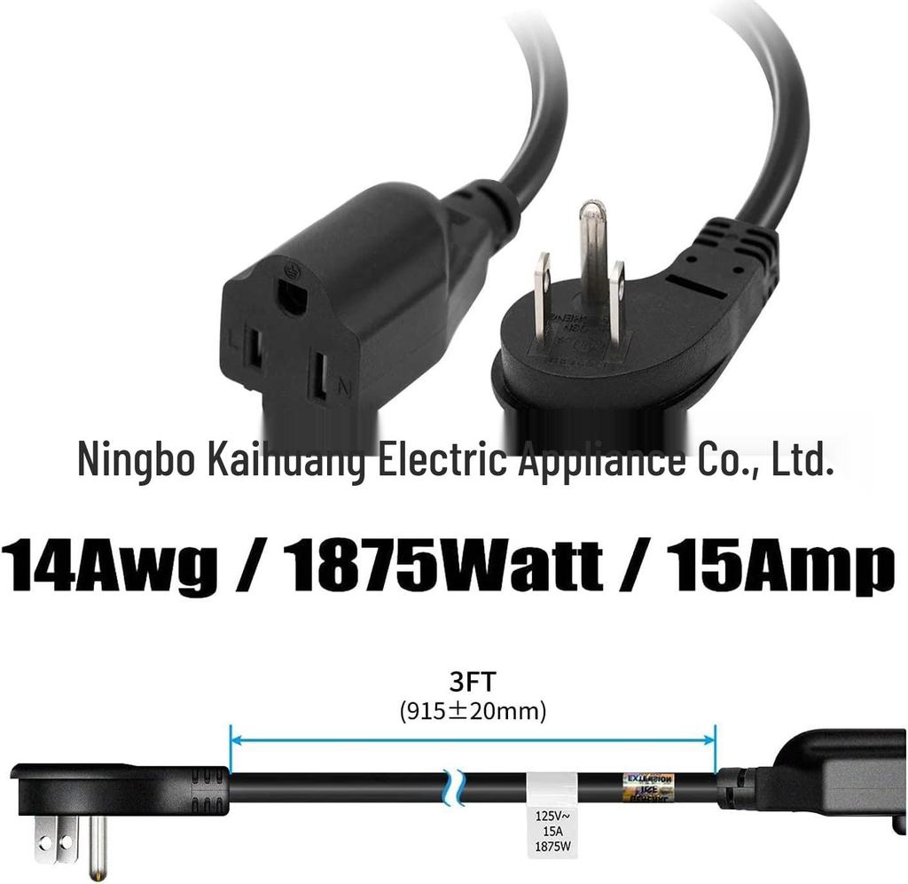 American Standard 5-15P to 5-15P 12AWG Flame Retardant Extension Cord 0.5M-0.6M Pure Copper