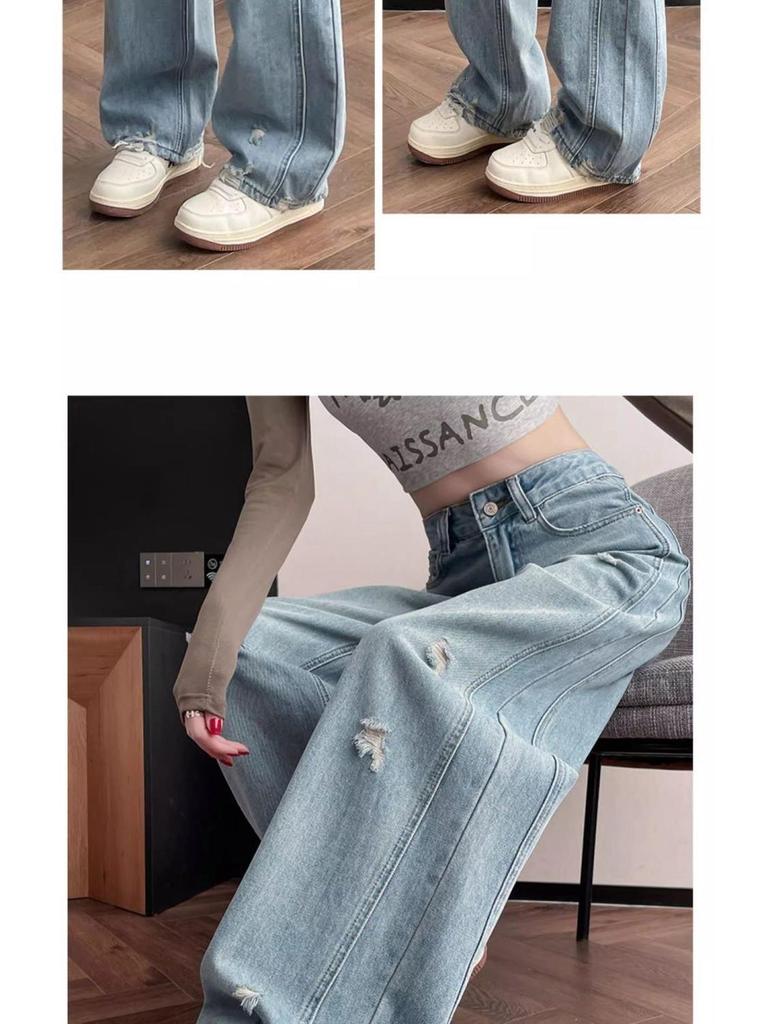 Summer 2026 High Waist Petite Straight Wide Leg Women's Jeans