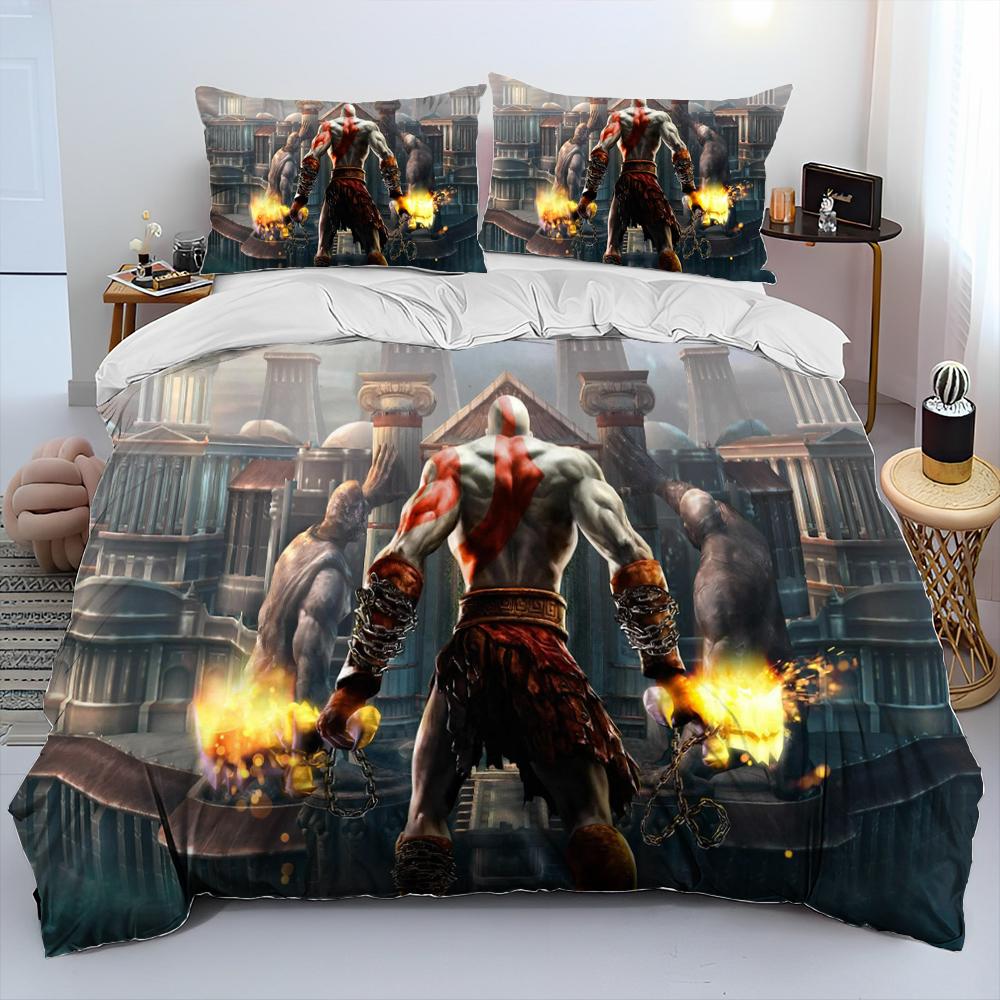 Comforter God Of War Game Gamers Kratos Comforter Bedding Set Bed Set King Queen Size Bedding Set Kids