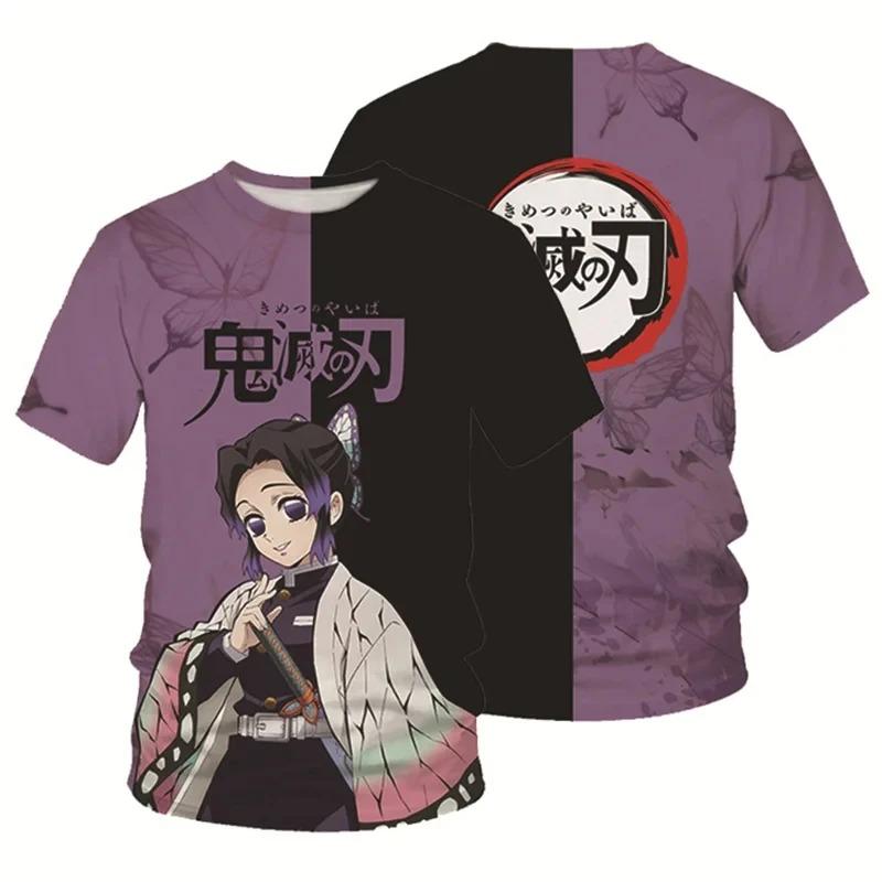 Sudadera de Manga Corta para Niños Top de Dibujos Animados Camiseta Estampada en 3D Anime Demon Slayer Niños Niñas Verano Moda Urbana Camiseta Top